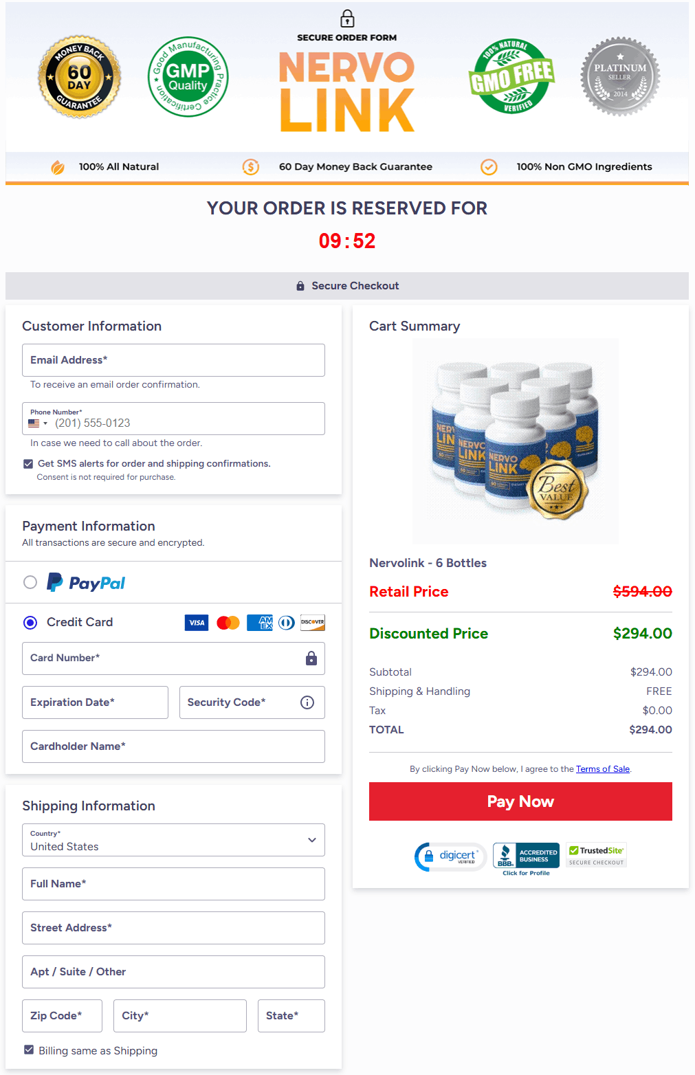 NervoLink Order Page